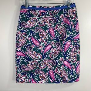 Boden Woodland Green Purple Paisley Modern Pencil Skirt Size Womens 8P